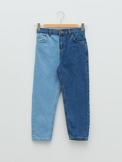 Color Blocked Cotton Boy Jean Trousers