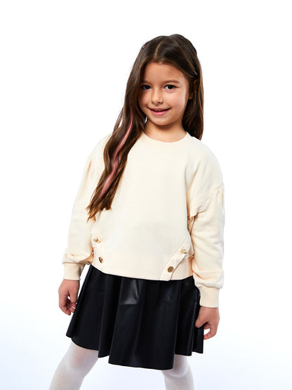 Leather Look Girl's Skirt with Elastic Waist