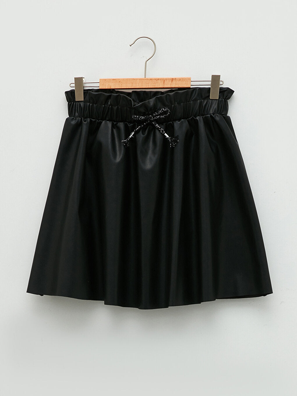 Leather Look Girl's Skirt with Elastic Waist