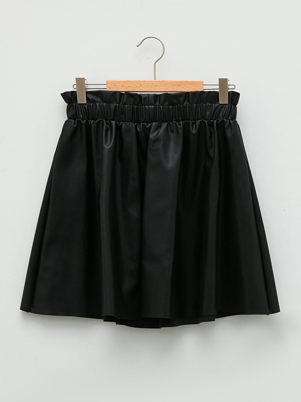 Leather Look Girl's Skirt with Elastic Waist