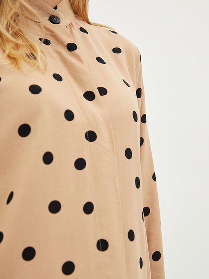 Magnificent Collar Polka Dot Long Sleeve Viscose Women's Tunic