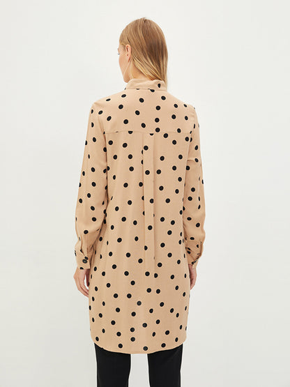 Magnificent Collar Polka Dot Long Sleeve Viscose Women's Tunic