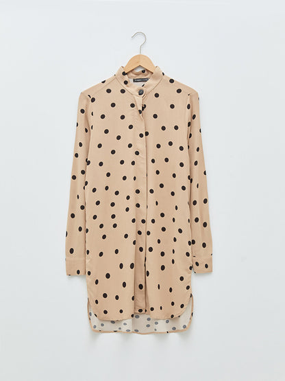 Magnificent Collar Polka Dot Long Sleeve Viscose Women's Tunic