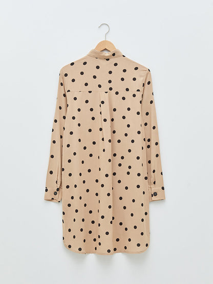 Magnificent Collar Polka Dot Long Sleeve Viscose Women's Tunic