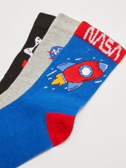 Nasa Patterned Boy Socks 3-pack