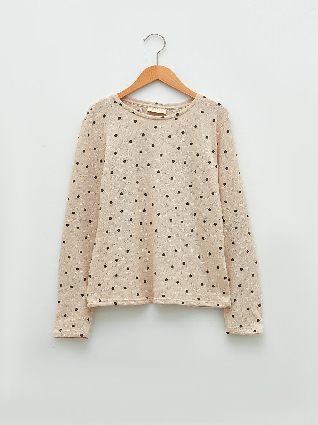 Crew Neck Polka Dot Long Sleeve Girls' T-Shirt