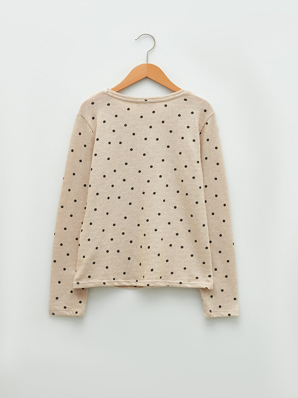 Crew Neck Polka Dot Long Sleeve Girls' T-Shirt