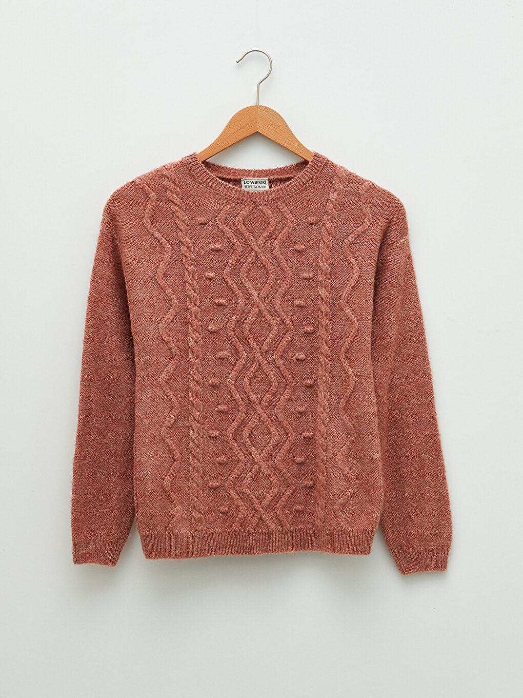 Crew Neck, Patterned Long Sleeve Girl's Knitwear Sweater