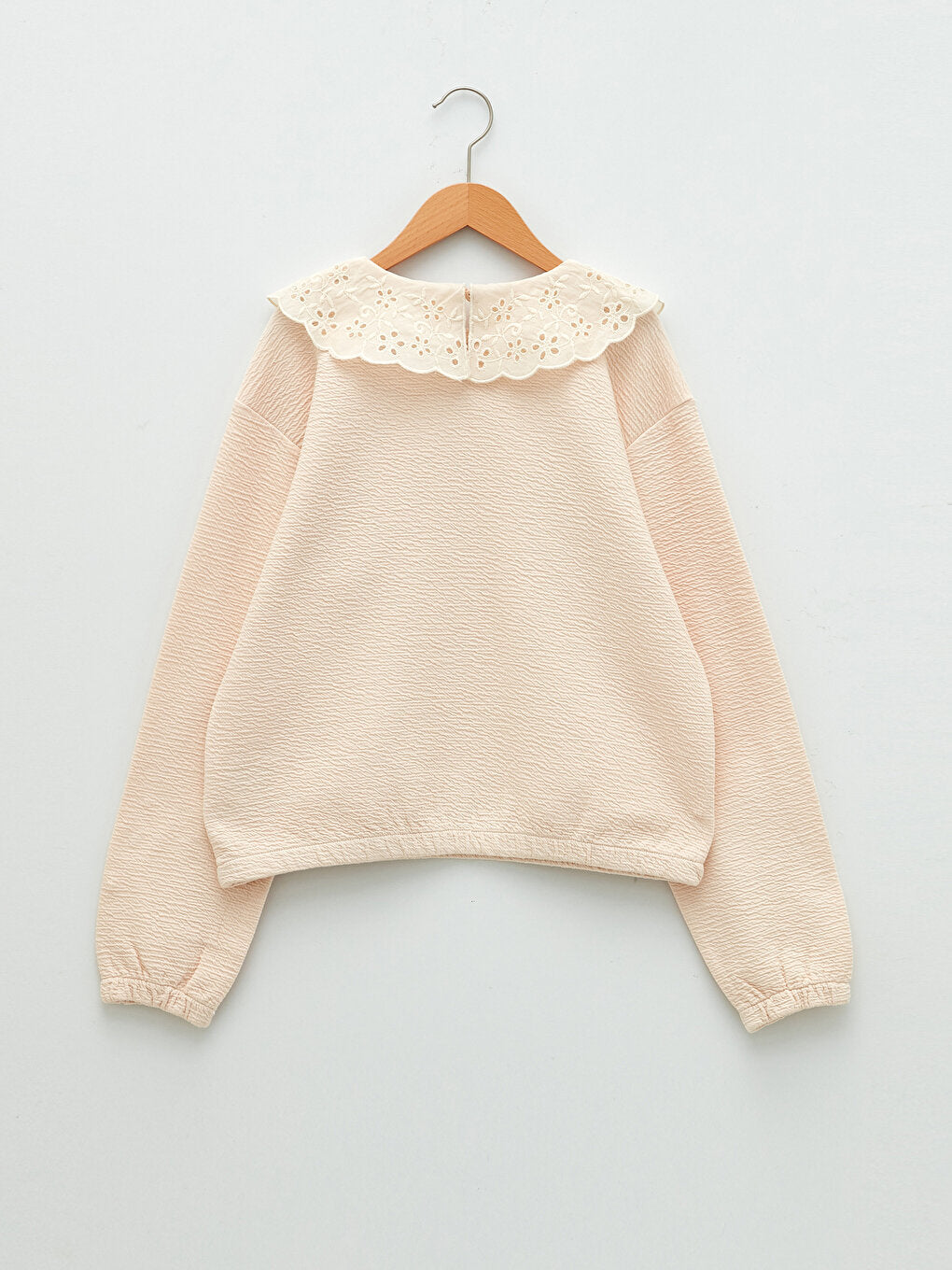 Baby Collar Scallop Detailed Long Sleeve Girls Sweatshirt