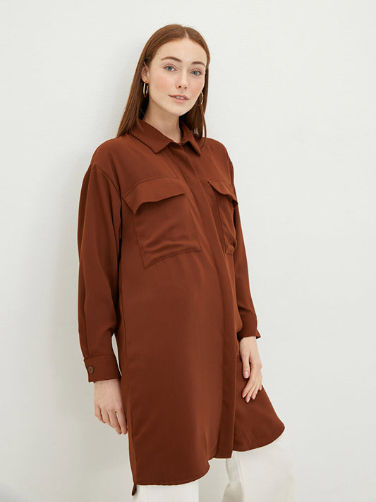 Plain Long Sleeve Women's Shirt Tunic