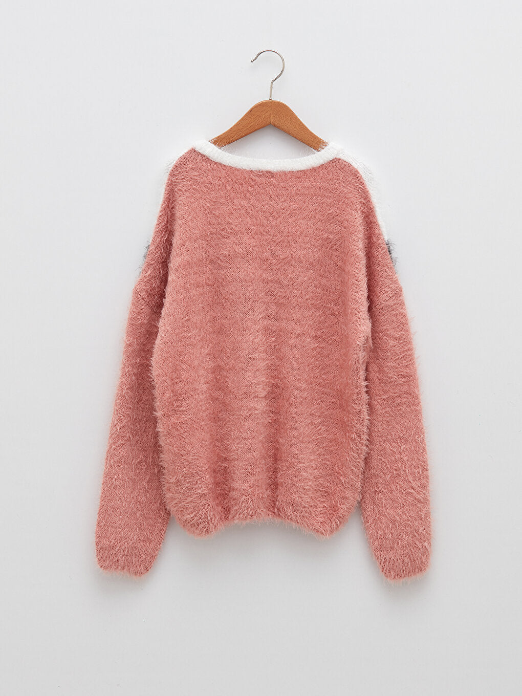 Crew Neck Color Blocked Long Sleeve Girl's Knitwear Sweater