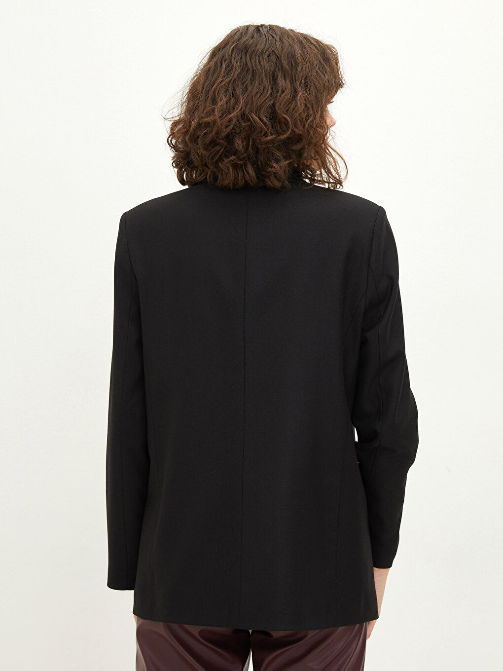 Front Button Closure Plain Long Sleeve Gabardine Fabric Women's Jacket