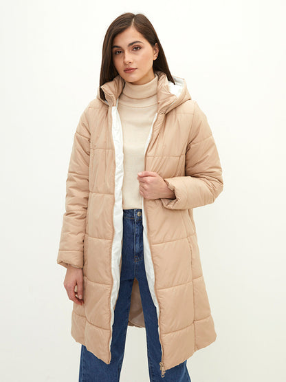 Hooded Plain Long Sleeve Thick Women's Puffer Coat