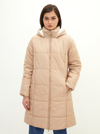 Hooded Plain Long Sleeve Thick Women's Puffer Coat