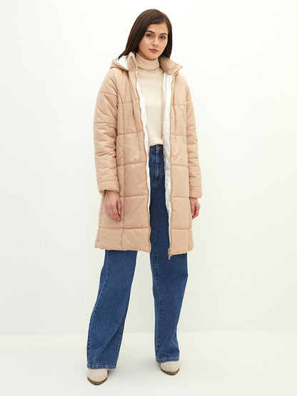 Hooded Plain Long Sleeve Thick Women's Puffer Coat