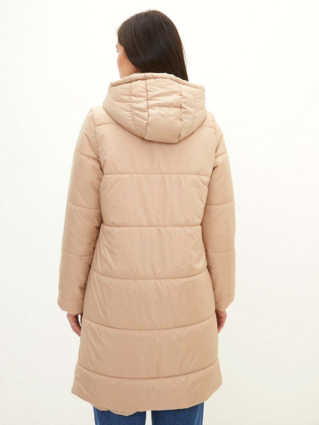 Hooded Plain Long Sleeve Thick Women's Puffer Coat