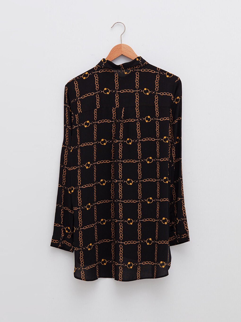 Front Button Closure Patterned Long Sleeve Viscose Women's Shirt