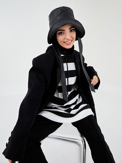 Hooded Striped Long Sleeve Women's Sweatshirt Tunic