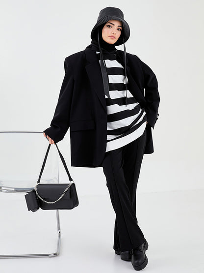 Hooded Striped Long Sleeve Women's Sweatshirt Tunic