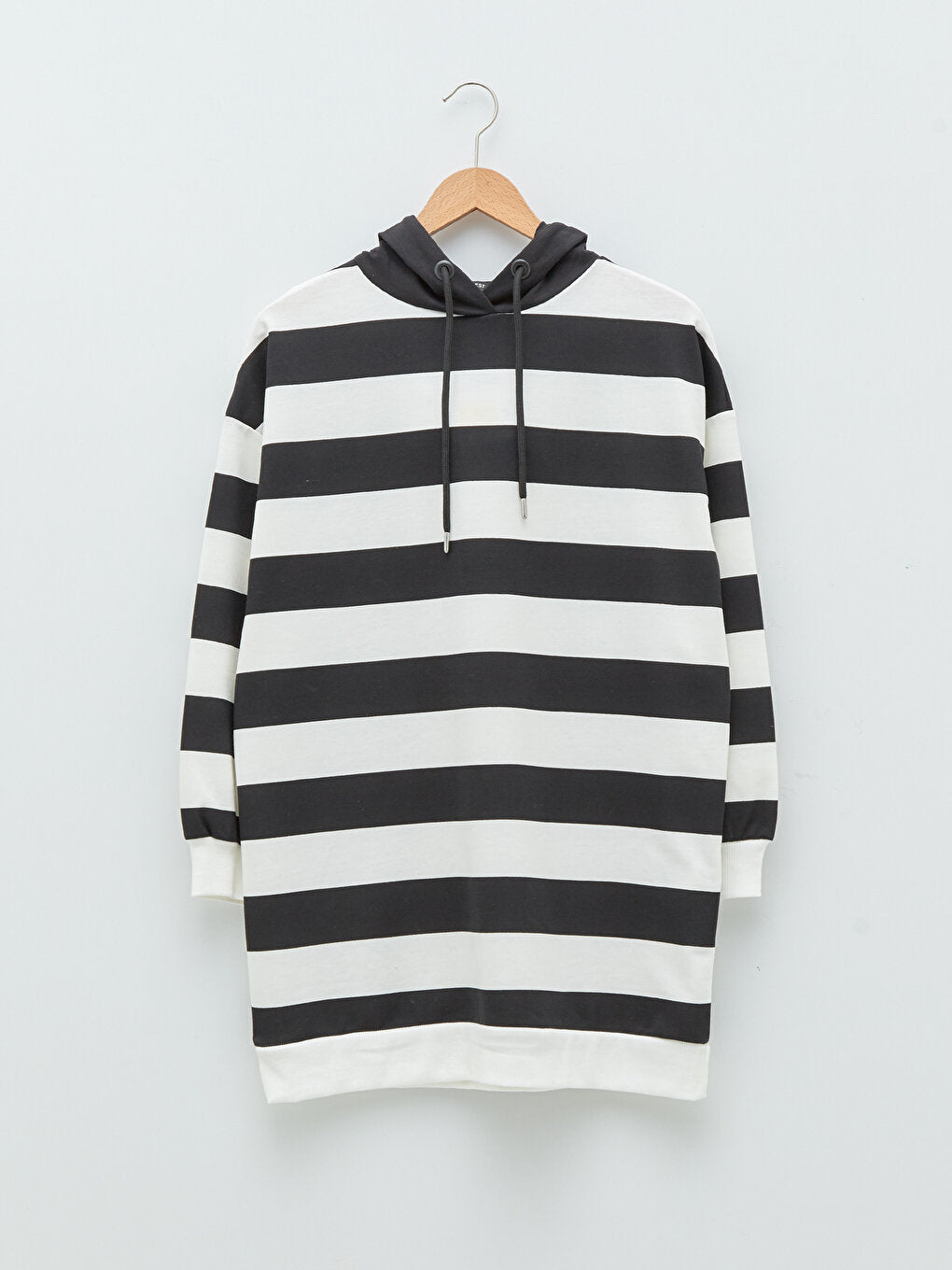 Hooded Striped Long Sleeve Women's Sweatshirt Tunic