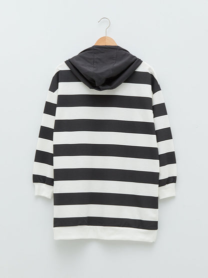 Hooded Striped Long Sleeve Women's Sweatshirt Tunic