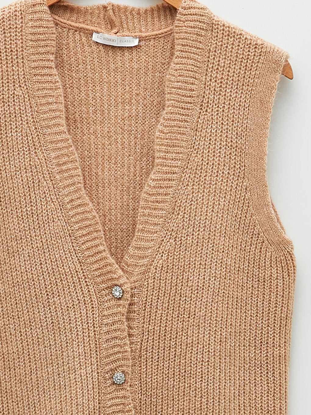 Women's V-Neck Plain Knitwear Vest