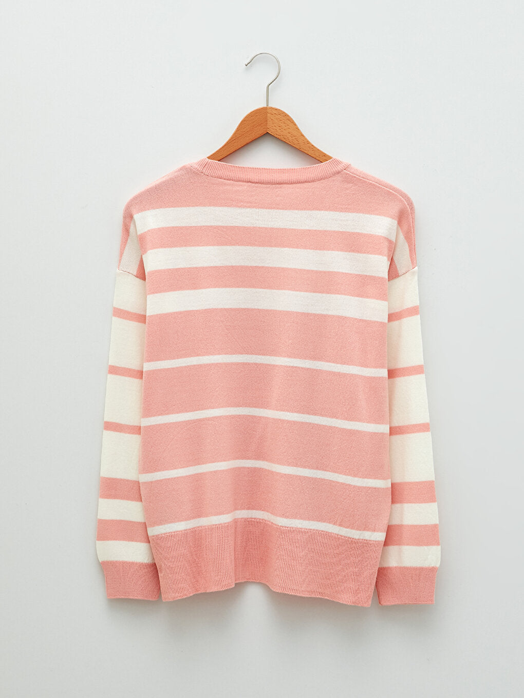 Crew Neck Striped Long Sleeve Women's Knitwear Sweater