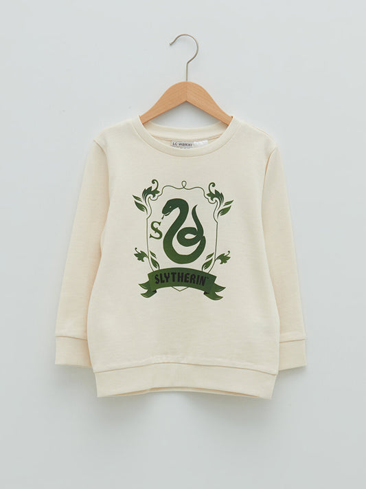 Crew Neck Slytherin Printed Long Sleeve Girl's Sweatshirt