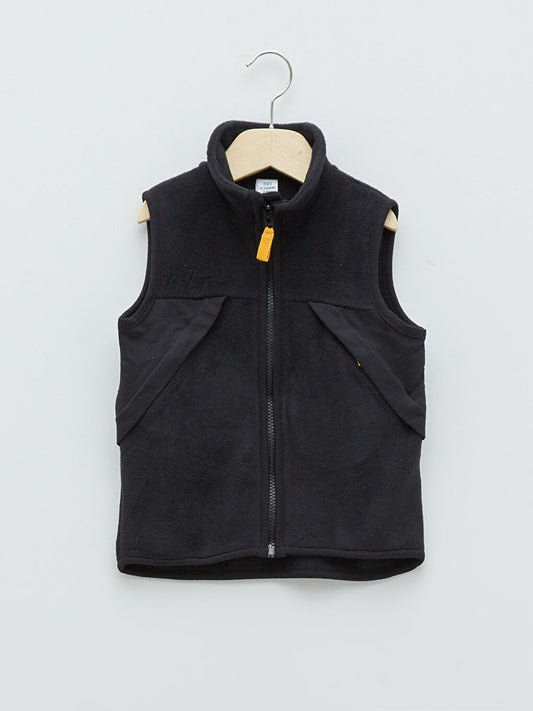 High Collar Fleece Baby Boy Zipper Vest