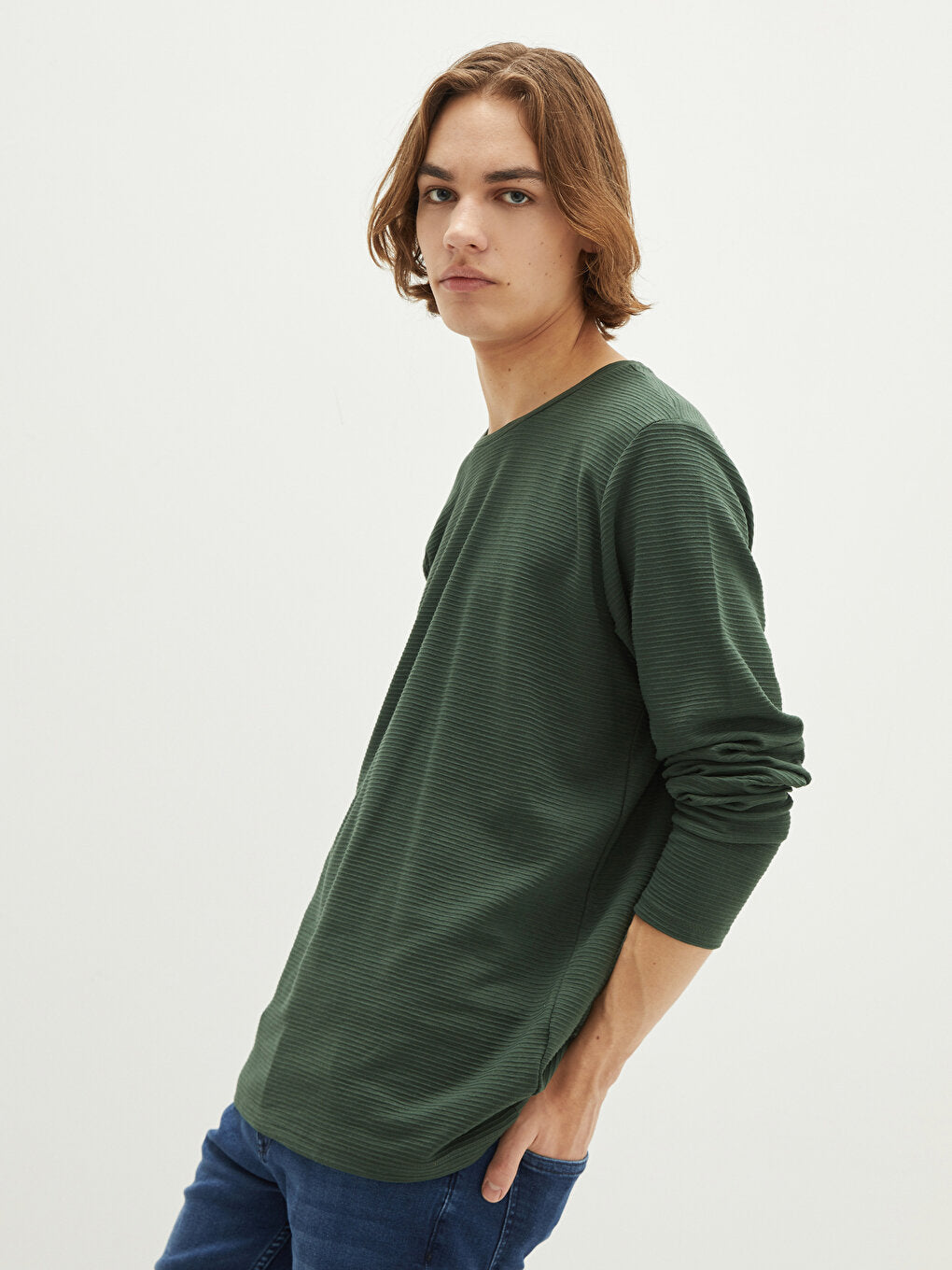 Crew Neck Long Sleeve Men's Basic Sweatshirt