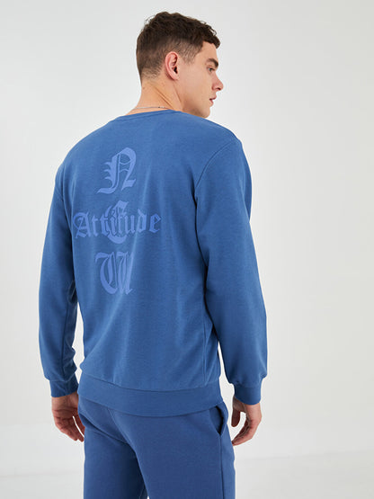 Crew Neck Long Sleeve Printed Men's Sweatshirt