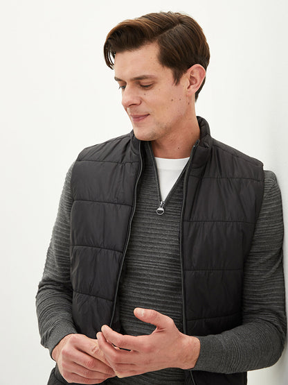 Slim Fit Stand Collar Men's Puffer Vest