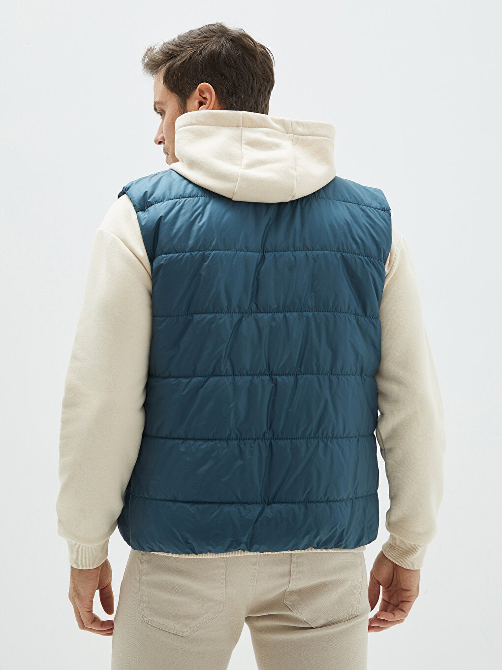 Slim Fit Stand Collar Men's Puffer Vest