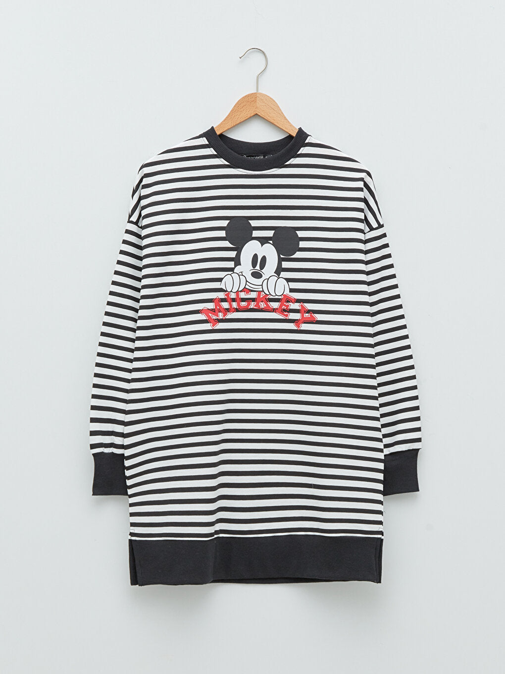 Crew Neck Mickey Mouse Printed Long Sleeve Women's Sweatshirt Tunic