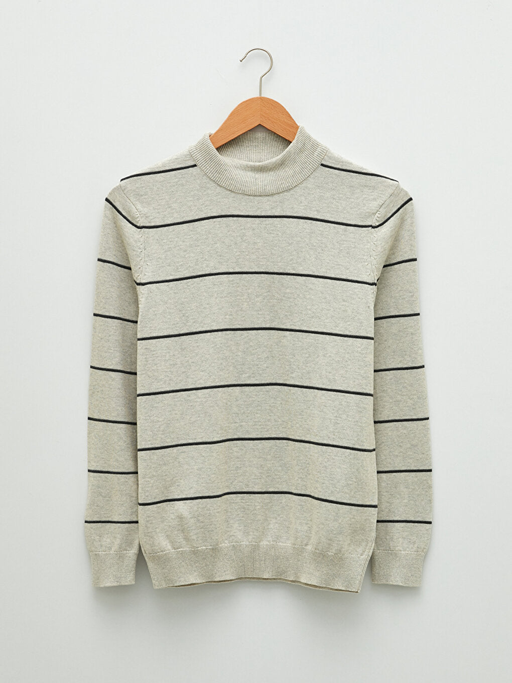 Half Turtleneck Long Sleeve Striped Men's Knitwear Sweater