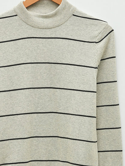 Half Turtleneck Long Sleeve Striped Men's Knitwear Sweater