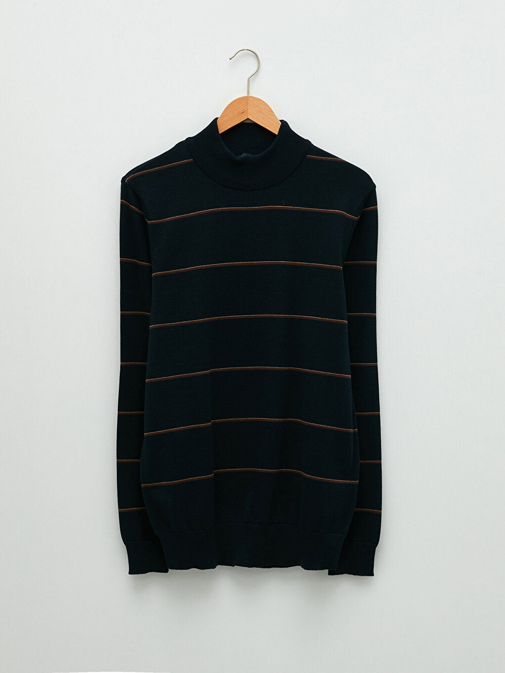 Half Turtleneck Long Sleeve Striped Men's Knitwear Sweater