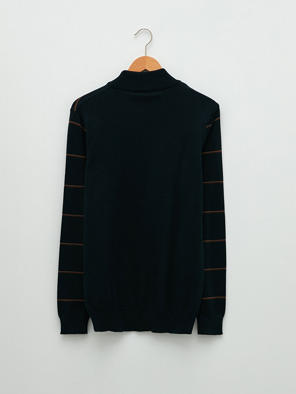 Half Turtleneck Long Sleeve Striped Men's Knitwear Sweater