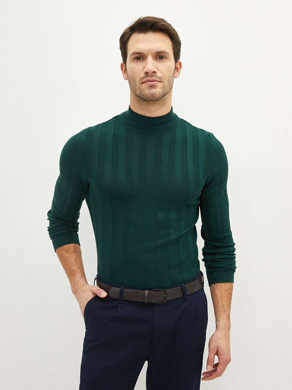 Half Turtleneck Long Sleeve Men's Knitwear Sweater