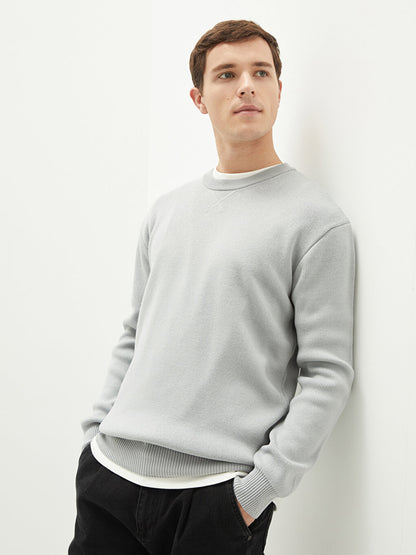 Crew Neck Long Sleeve Men's Knitwear Sweater