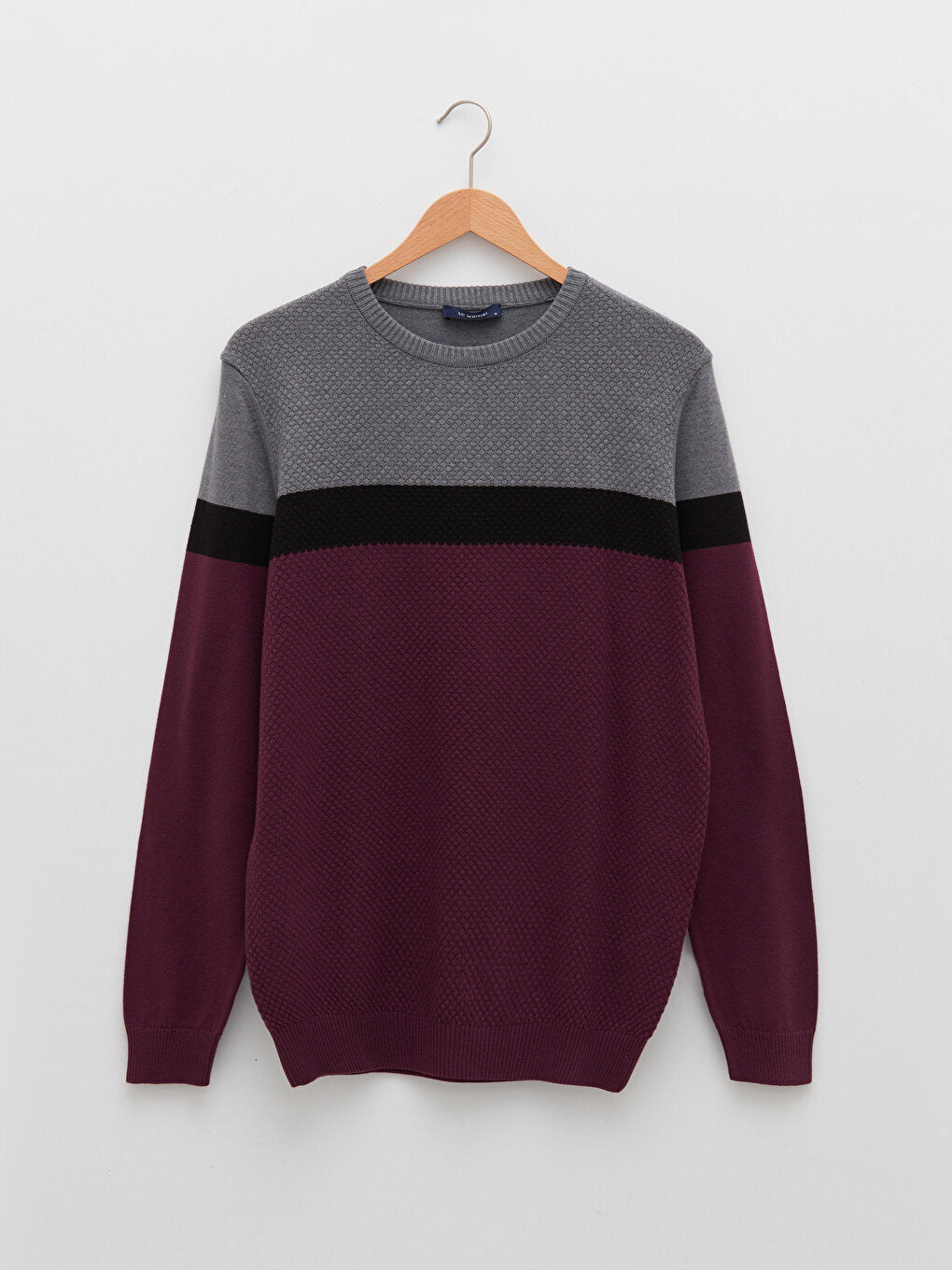 Crew Neck Long Sleeve Color Block Men's Knitwear Sweater