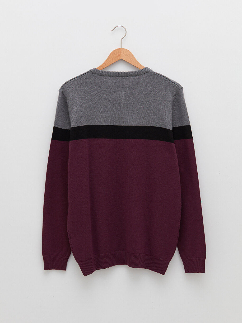 Crew Neck Long Sleeve Color Block Men's Knitwear Sweater