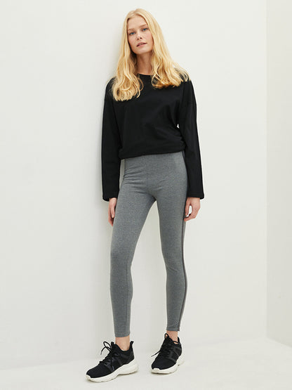 Women's Leggings with Elastic Waist and Straight Strip Detail