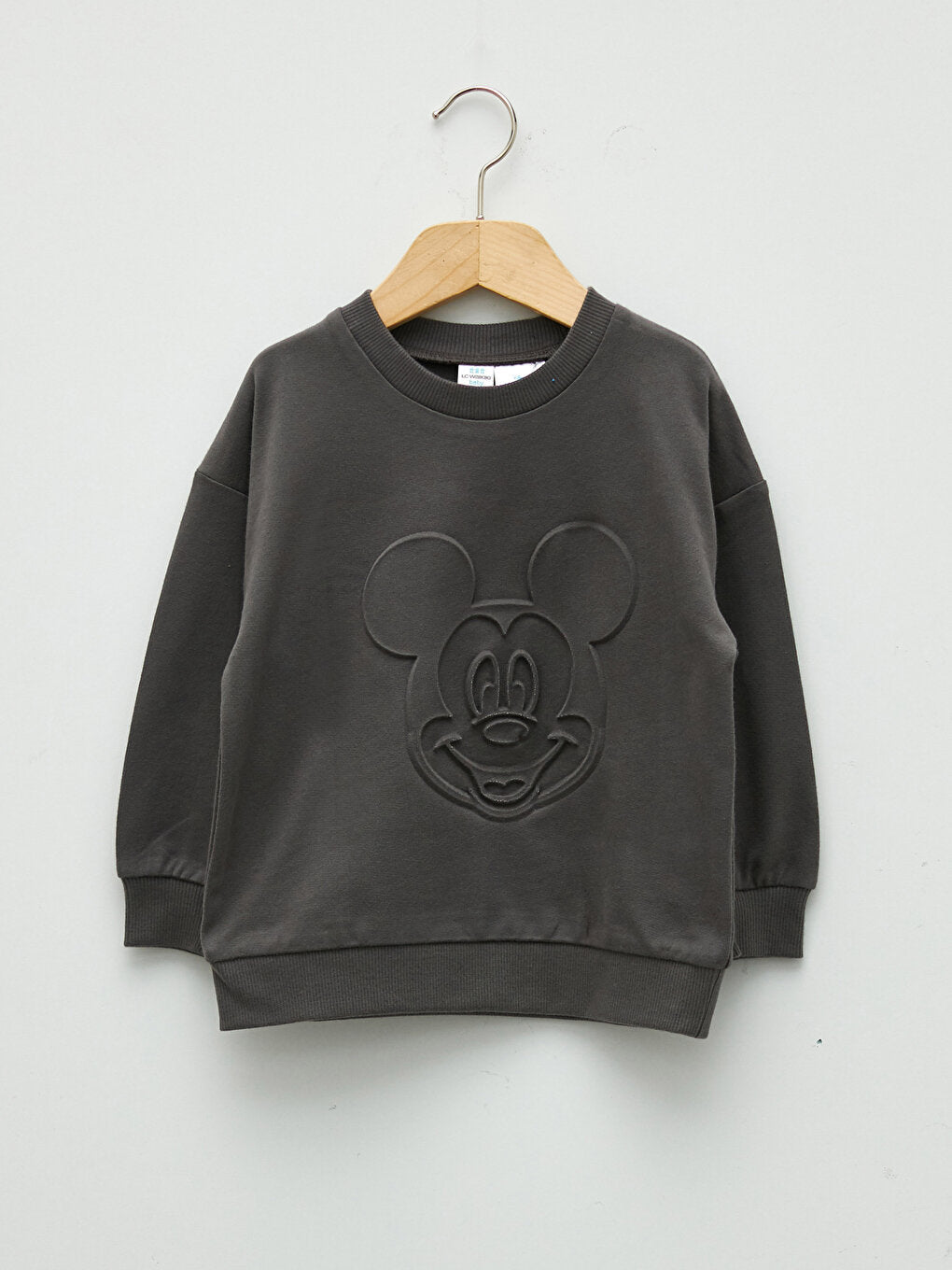 Crew Neck Long Sleeve Mickey Mouse Printed Cotton Baby Boy Sweatshirt