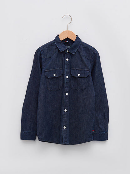 Basic Long Sleeve Boy Jean Shirt