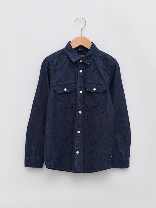 Basic Long Sleeve Boy Jean Shirt