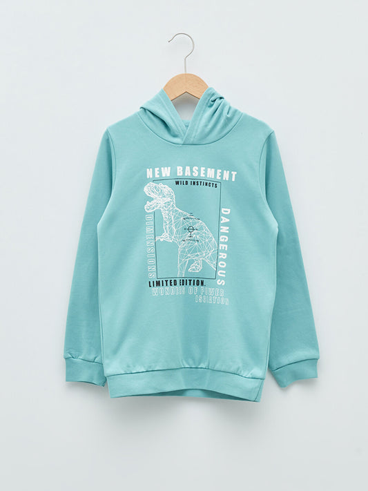 Hooded Printed Long Sleeve Boy's Sweatshirt