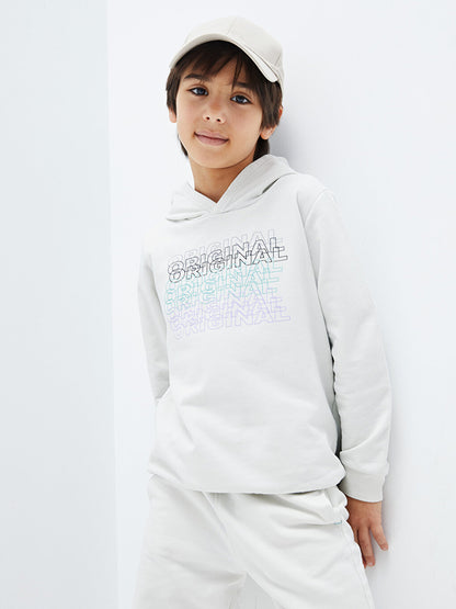 Hooded Printed Long Sleeve Boy's Sweatshirt