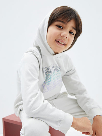 Hooded Printed Long Sleeve Boy's Sweatshirt