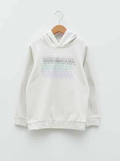 Hooded Printed Long Sleeve Boy's Sweatshirt